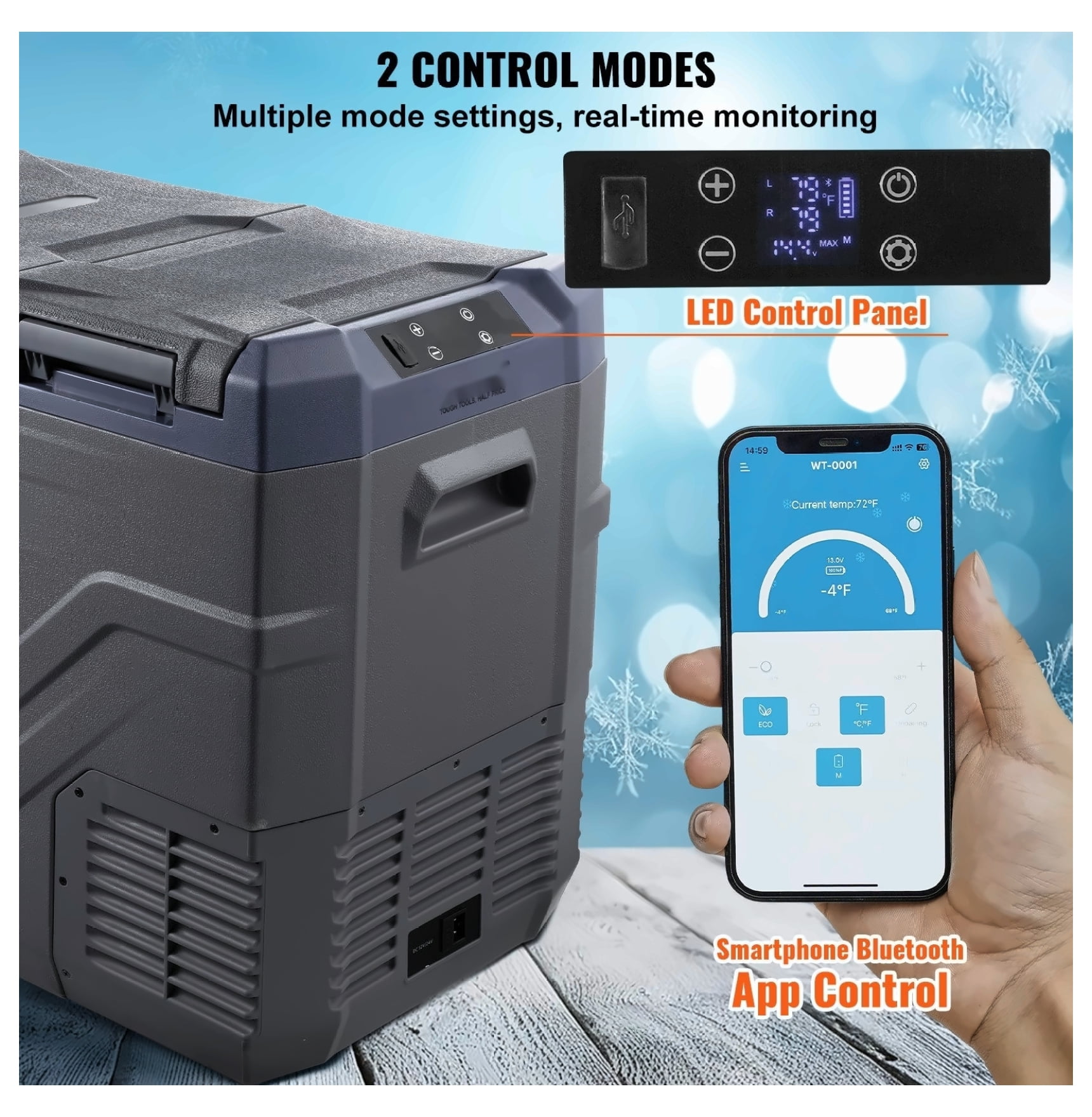 Car Refrigerator, 40L Dual Zone Portable Fridge Freezer, -4 to 68°F, 12/24V DC & 110-240V AC, Compressor Cooler for Camping, RV, Truck