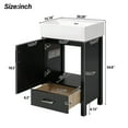 thumbnail image 3 of Resenkos 20.28'' Modern Bathroom Vanity: Ceramic Sink, Solid Wood Frame, Drawer - Small Bathrooms, Black, 3 of 20