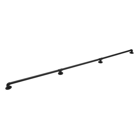 Dwellnix Wall Mounted Metal 3 Sections Black Pipe Stair Handrail Staircase Handrail 8FT