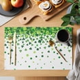 thumbnail image 2 of St. Patrick's Day Placemats Set of 4, Spring Lucky Shamrocks Rustic Leaves Placemats for Dining Table, Place Mats for Kitchen Tabletop, Waterproof Wipeable Dining Table Mats Set, 2 of 9