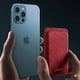 thumbnail image 2 of Cartera Wallet Alcantara Gamuza Suave Para Iphone Magsafe Gris Rojo., 2 of 4