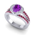 thumbnail image 2 of 2.35 Carat Oval Cut Amethyst & Red Ruby Gemstone Shiny Engagement Ring for Women 18K White Gold Size 4.5 by Diamond-Capitals, 2 of 8