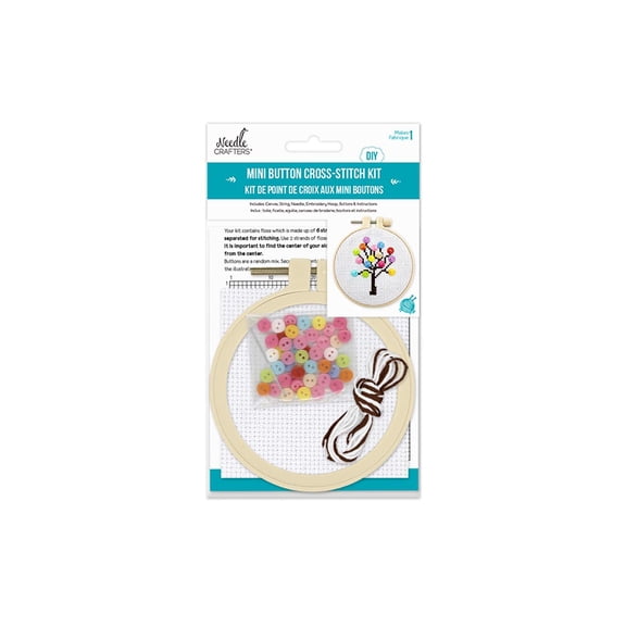 Mini Button Cross Stitch Kit: Tree