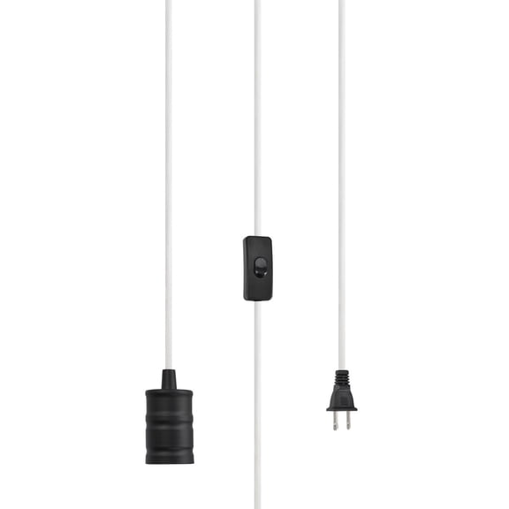 Aspen Creative 21003, 1-Light Plug-in Hanging Socket Pendant in Matte Black with a Rocker Switch