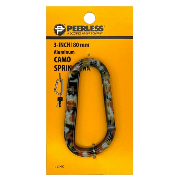 3" Camo Spring Link, Aluminum, Caribiner Style, Peerless Chain Company, #4727338, 3 inch