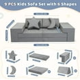 thumbnail image 2 of Lischwert Kids Couch, Modular Kids Play Couch, Child Sofa for Girls Boys, Toddler Sectional Sofa with Building Fort, Convertible Foam Playhouse for Baby Indoor Outdoor (9, Grey), 2 of 7