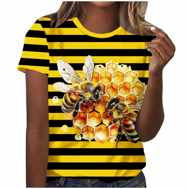 Tops de Cuello Redondo para Mujeres Casual de Moda Impresa Camiseta de Manga Corta para Uso Diario Y de Fiesta