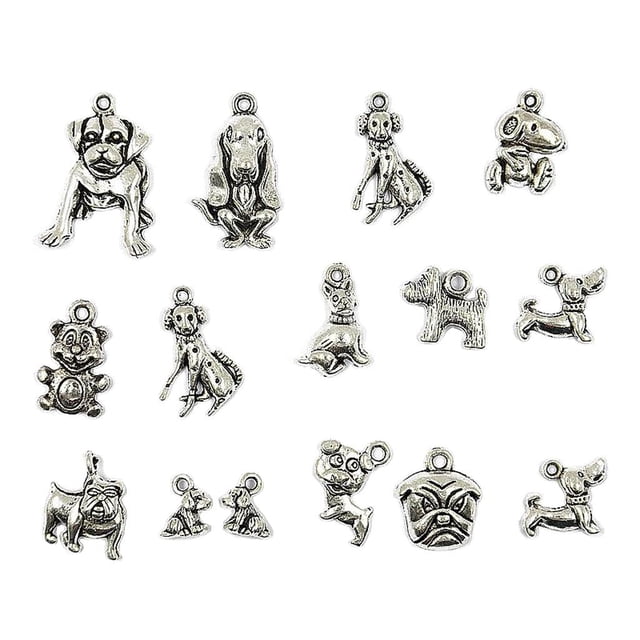 15 Piezas Mezcladas Antigua para Perros, Colgantes, Joyería Sunnimix Encantos de perro para la fabricación de joyas