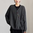thumbnail image 3 of Delayuji Womens Button Up Cardigan Sweaters Long Sleeve Crew Neck Soft Lightweight Tie up Knit Loose Sweater Tops Spring Outfit L-5XL, 3 of 6