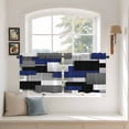 thumbnail image 2 of Navy Blue Black Geometric Tier Curtains 24 Inch Length, Modern Abstract Art Block Cafe Short Curtains for Bathroom Over Sink, Small Kitchen Curtain Light Filtering Tiered Drapes 2 Panels 27.5"Wx24"L, 2 of 8