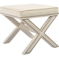 thumbnail image 1 of Meridian Furniture Nixon Collection Modern | Contemporary Velvet Upholstered Ottoman / Bench with X-Leg Design, Deep Button Tufting and a Solid Wood Frame Cream 20.5" W x 20.5" D x 19" H, 1 of 5