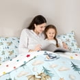thumbnail image 4 of Feelyou Dreamy Cute Dragon Twin Bedding Sets 7-Piece for Kids, Tree Plant Botanical Bedding Comforter Set, Blue Cartoon Dinosaur Reversible Sheet Sets, Super Cozy Room Decor, 4 of 8