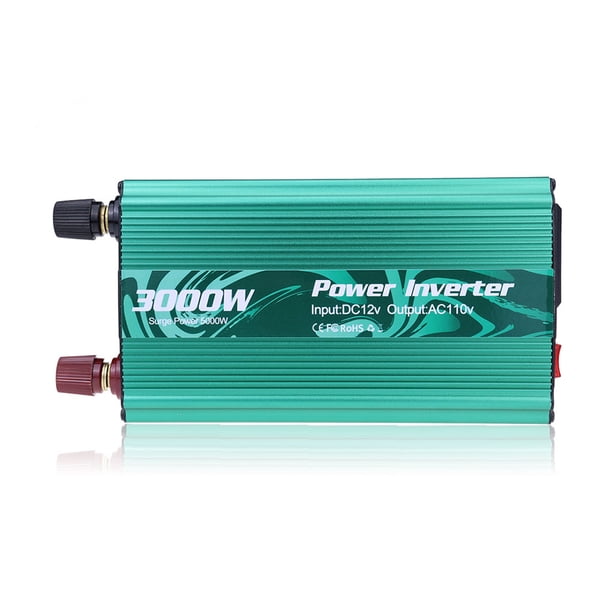 Kenally Inversor de coche de onda sinusoidal DC 12V a AC 110V Convertidor de protección contra cortocircuitos Herramientas eléctricas Verde Kenally TO008233-02
