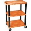 Luxor 300 lb. 24" x 18" 3-Shelf Orange Utility Cart