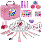 Tomons Kids Washable Princess Make Up Kit with Mirror, 26 PCS Kids Makeup Kit for Girls，Make Up Toy Cosmetic Kit Gifts for Girls - Safety Tested- Non Toxic