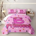 thumbnail image 2 of spefrowx Kawaii Princess Initial B Twin Quilt Set for Girls, Pink Sequin Print Ribbon Twin Coverlet Set, 2 Pieces, 2 of 7