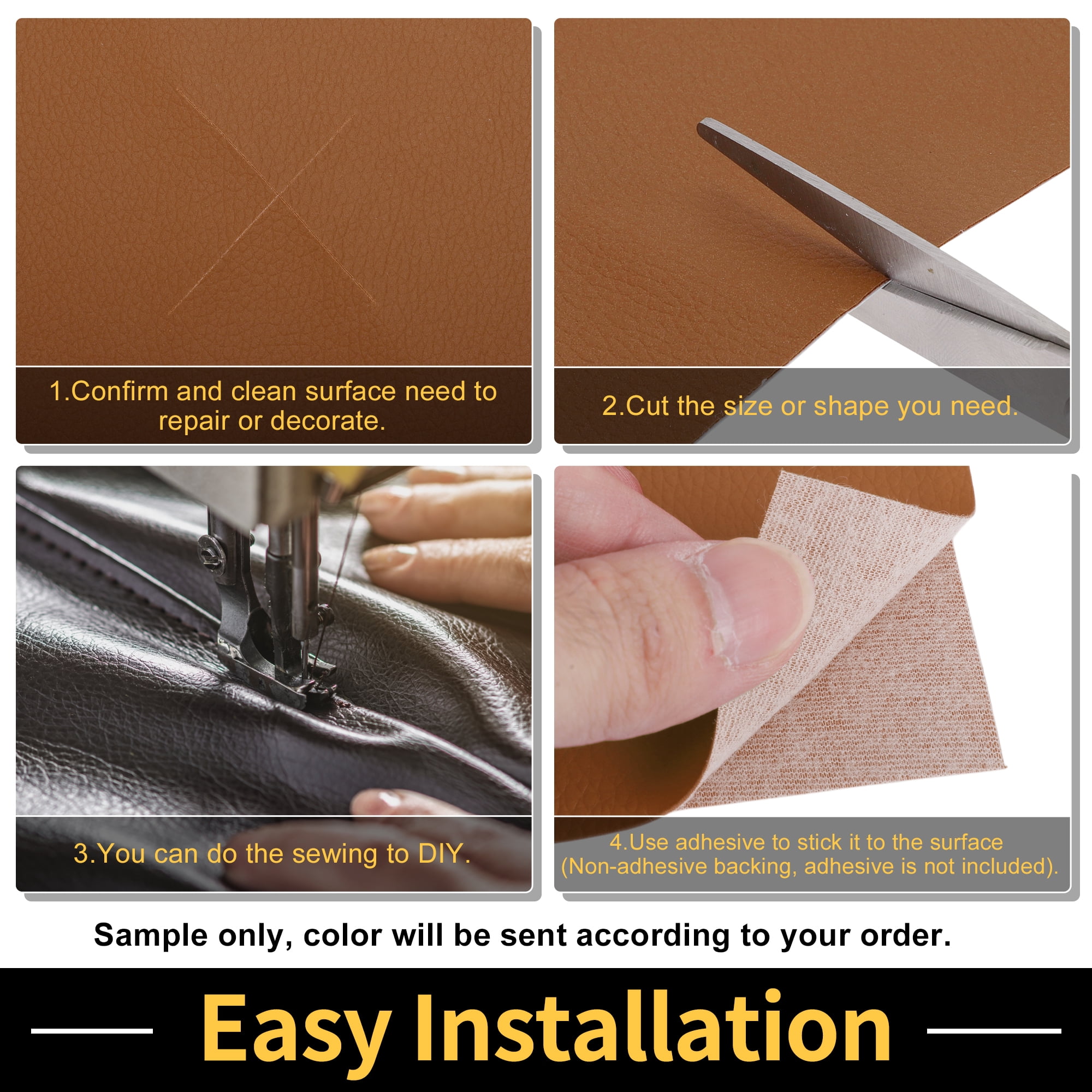 Unique Bargains Leather Fabric Upholstery Leather Repair Patch 182x137cm for Automotive Car Boat Seat Sofa Couches Chair Interior Trim DIY Brown 1 Pc