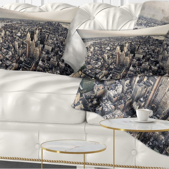 Designart Architecture and Colors of New York - Modern Cityscape Throw Pillow - 12x20