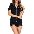 thumbnail image 1 of Mialoley Ensemble de Pyjama pour Femmes, Chemise à Manches Courtes avec Boutons et Shorts, Vêtements de Nuit Quotidiens, 1 of 7