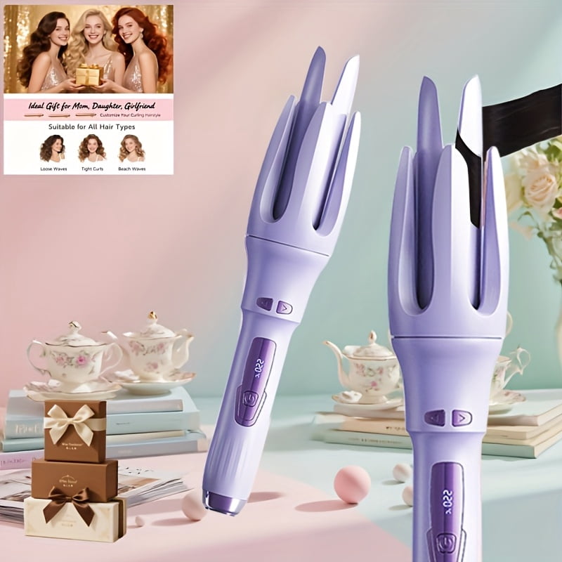 plug-in curling iron, automatic curling iron, birthday gift for women, rotating curling iron, care gift, suitable for mother, purple