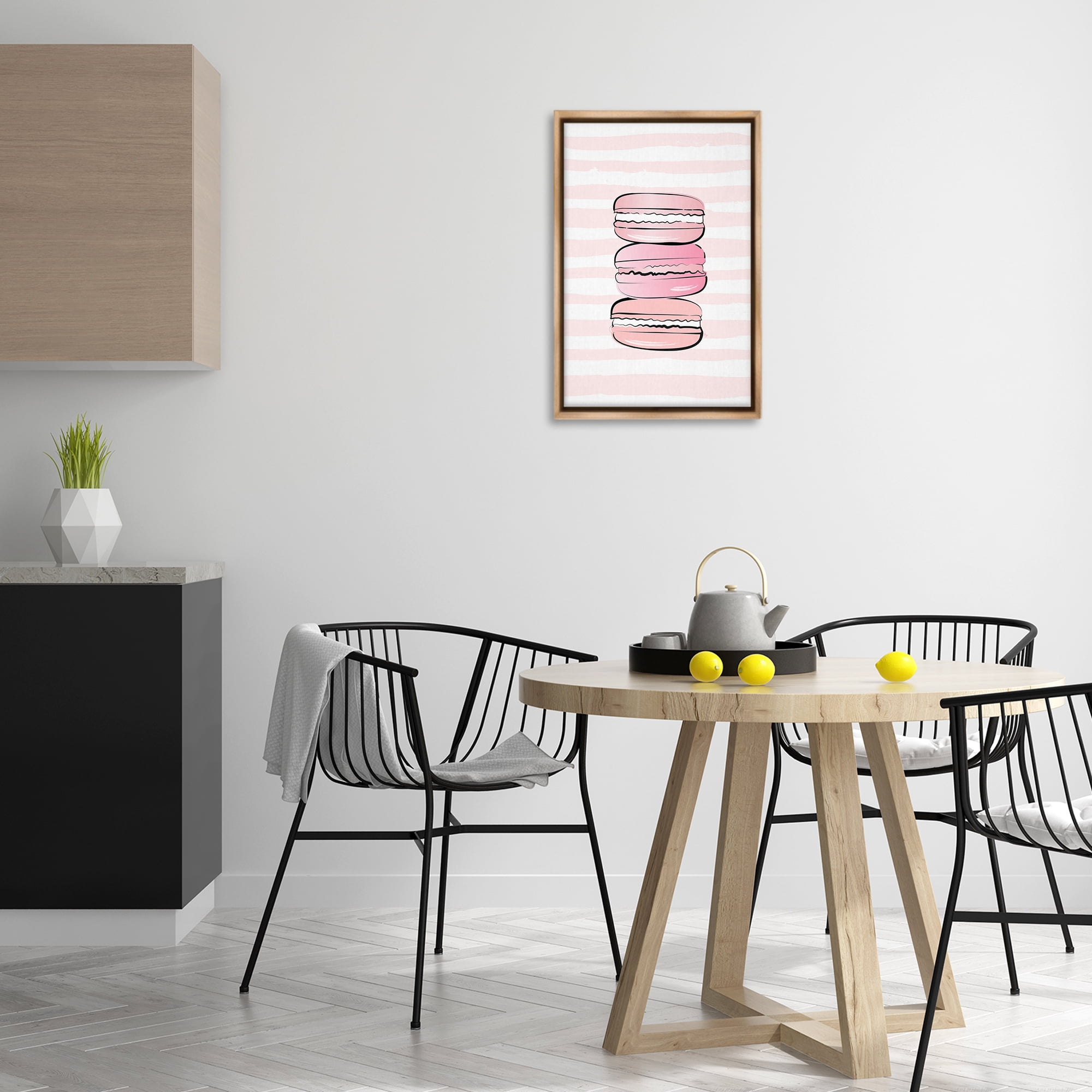Stupell Industries Blush Pink Macarons Food & Beverage Painting Brown Floater Framed Art Print Wall Art, 17 x 25