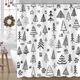 thumbnail image 3 of Black and White Christmas Shower Curtain for Bathroom, Winter Cute Xmas Tree Snowflake New Year Holiday Bathroom Curtain Decor, Polyester Waterproof Fabric Bath Curtains, 72x72 Inch, 3 of 6