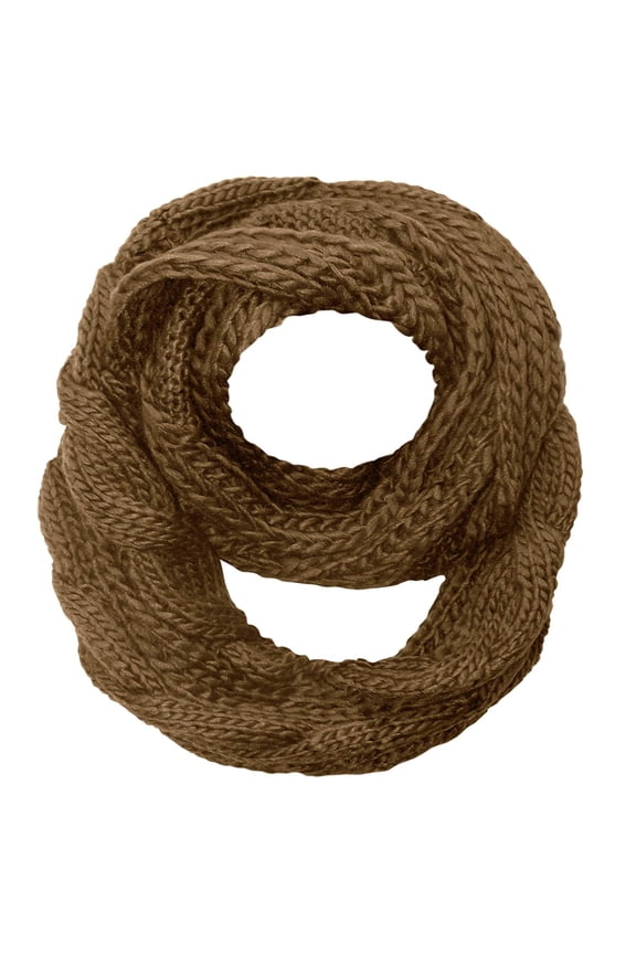 Cable Knit Chunky Winter Warm Infinity Loop Scarves Cable Knit Taupe