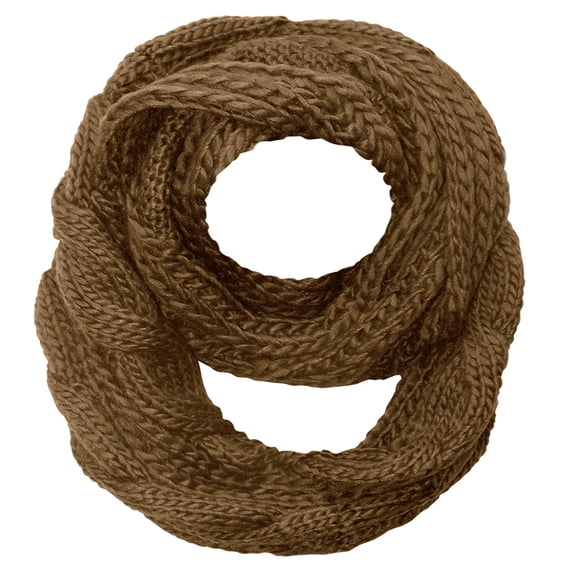 Peach Couture Cable Knit Chunky Winter Warm Infinity Loop Scarves Cable Knit Taupe