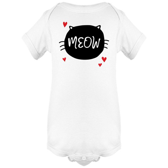 Cute Meow Cat With Hearts Bodysuit Baby's -Image by Shutterstock