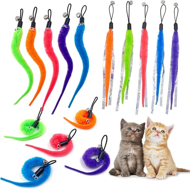 TIENAILING Cat Worm Toy Refills Cat Toys Wand Replacement 15 Pieces Cat Worms Refill Worm Cat Toy Attachment for Cat Wand Walmart Business Supplies