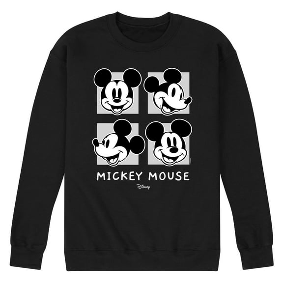 Disney - Mickey & Friends - Mickey Mouse - Black & White Photo Grid - Men's Crew Neck Fleece Pullover