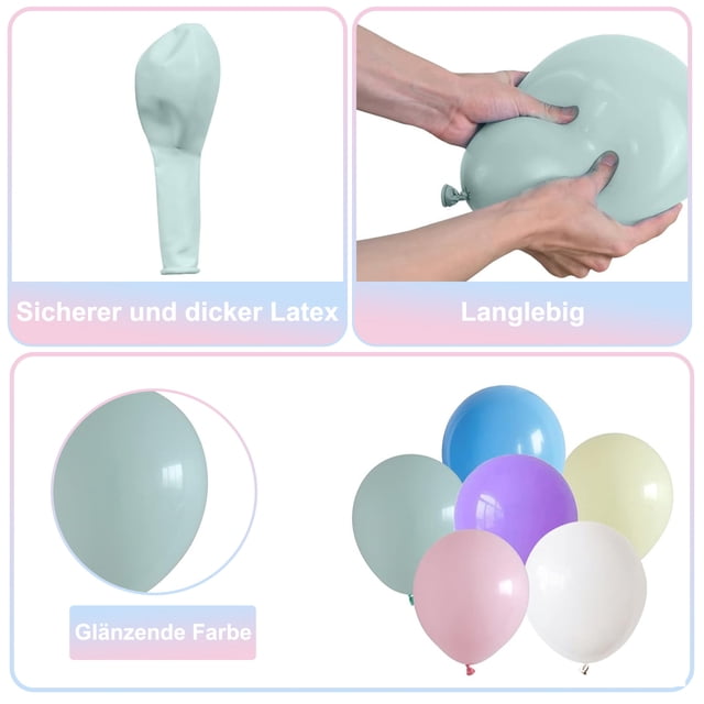 Globos de unión de macarrones azules para decoración de fiestas, decoraciones de bodas, globos de látex natural de colores pastel surtidos, no tóxicos, seguros para niños para fiestas de cumpleaños