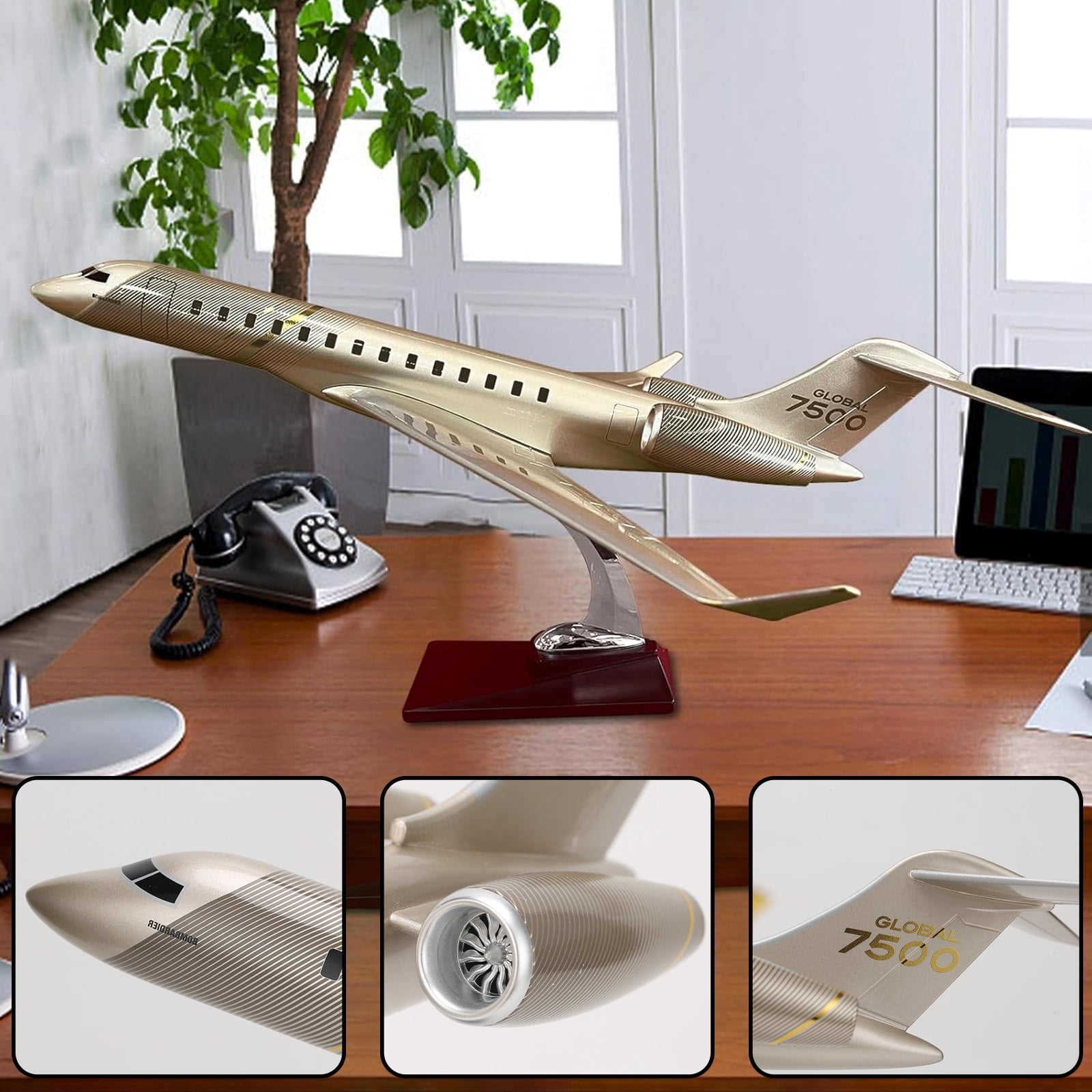 19.7” Aircraft Model Jet, 1:72-Scale Model Airplane for Bombardier Global 7500 Business Jet for Collection Or Office Ornaments Gift