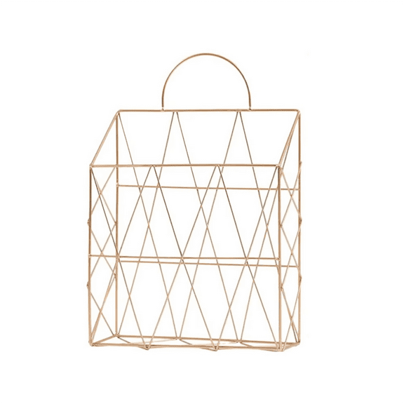 File Organizer Wall Mount Decorative Organizer Vertical Wire Shelf Display Holder Stylish Space Saving File Storage B,1 x Wall File Holder,Gold