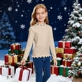 thumbnail image 4 of XIMIN Girls Ruffle Mock Neck Base Layer Shirt Kids Toddler Long Sleeve Fleece Thermal Top Solid Color Cute Underwear, 4 of 6