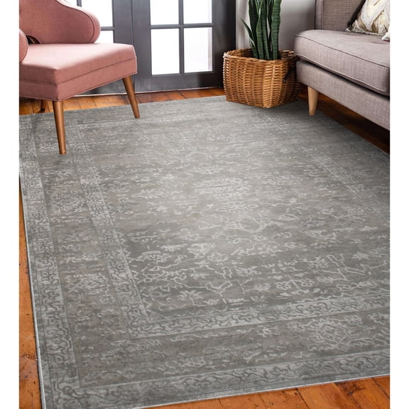 Signature Home Collection 2.5' x 10' Vintage-Style Rectangular Area Throw Rug Runner - Gray