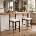 thumbnail image 5 of Guyou 26" Rattan Barstools Set of 4, Boho Solid Wood Counter Height Bar Stools, Chenille Upholstered Kitchen Island Chairs for Dining Room Bar, White, 5 of 10