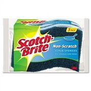 Non-Scratch Multi-Purpose Scrub Sponge, 4.4 X 2.6, 0.8" Thick, Blue, 3/pack | Bundle of 2 Packs