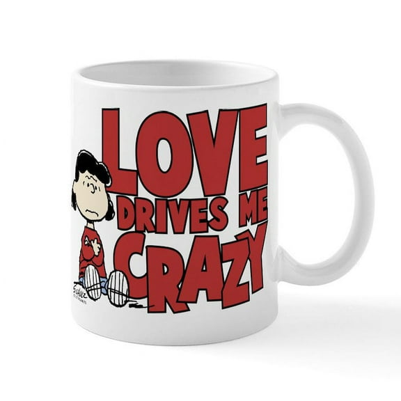 CafePress - Peanuts Lucy Love Drives Me Craz - 11 oz Ceramic Mug - Novelty Coffee Tea Cup