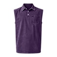 thumbnail image 5 of Inglocry Big and Tank Tops for Men Vintage Denim Henley Shirts Casual Button Up Acid Wash T-shirt Sleeveless Boxy Tee Shirts Light Purple 3XL, 5 of 5