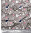thumbnail image 1 of Soimoi Poly Georgette Fabric Heart,Footprint & Cat Animal Print Sewing Fabric Yard 52 Inch Wide, 1 of 1