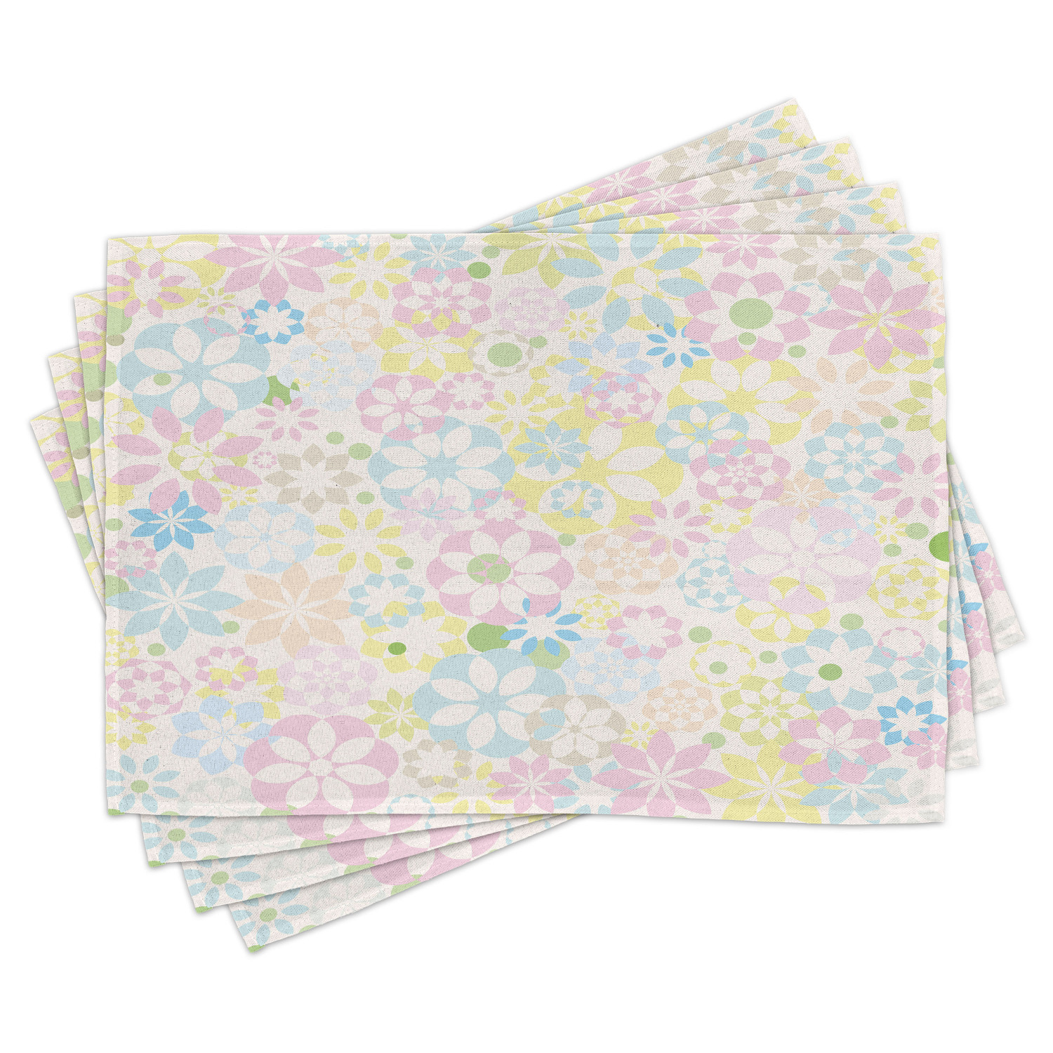 Pastel Placemats Set of 4 Blossoming Flowers Bedding Plants Spring