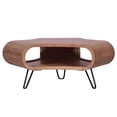 thumbnail image 2 of 37 Inch Coffee Table- Handcrafted Curved Hexagon Shape with Open Shelf, 2 of 5