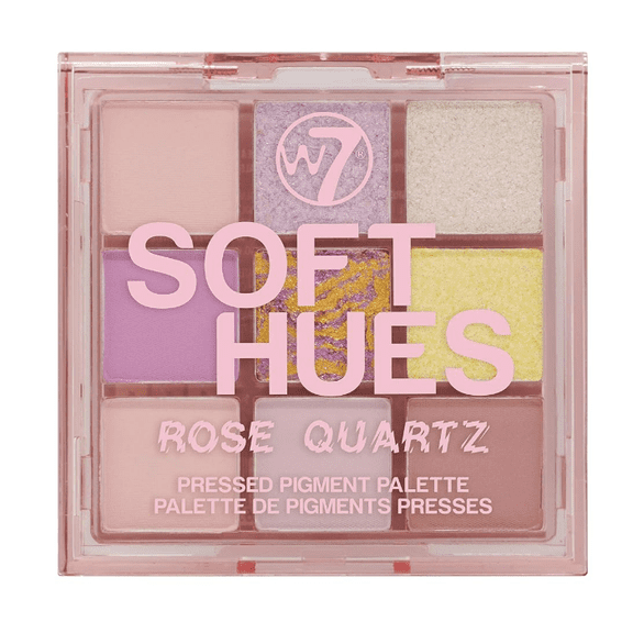 W7 Soft Hues Rose Quartz 9 Pan Eyeshadow Palette Pastel Pink Purple Cruelty Free
