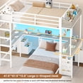 thumbnail image 3 of Twin Over Twin Bunk Bed with Dual Desk, L-Shaped Gaming Loft Bunk Bedwith 6 Storage Drawers for 2 People White & Gray, 3 of 16