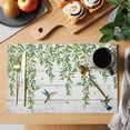 thumbnail image 2 of Spring Botanical Placemats Set of 4, Watercolor Leaves Flowers Birds Gray Wood Placemats for Dining Table, Place Mats for Kitchen Tabletop, Waterproof Wipeable Dining Table Mats Set, 2 of 9
