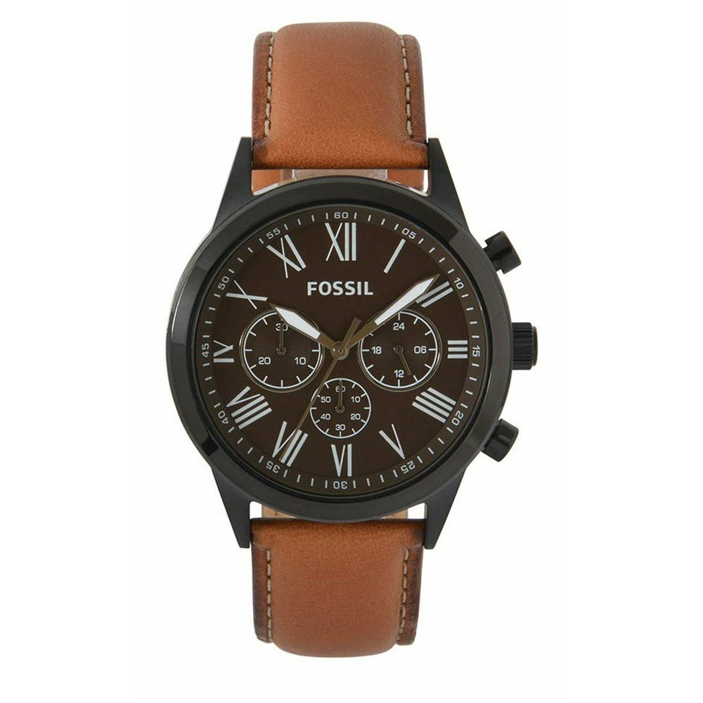 Fossil - Fossil Flynn Chronograph Roman Numerals 43mm Brown Leather Men ...