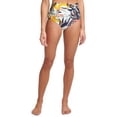 thumbnail image 2 of CALVIN KLEIN Women's White Tropical Print Stretch Crossover Front Lined Bikini Full Coverage UV Protection High Waisted Swimsuit Bottom M, 2 of 2