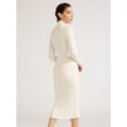 thumbnail image 5 of Sofia Jeans Women's Pointelle Rib Dress with Mock Neck, Below Knee Length, Sizes XS-XXL, 5 of 6