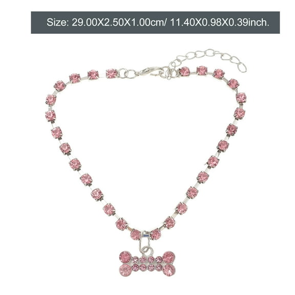 LULULION Dog Chain Collar Pet Neck Jewelry Pink Metal Identification 1Pcs